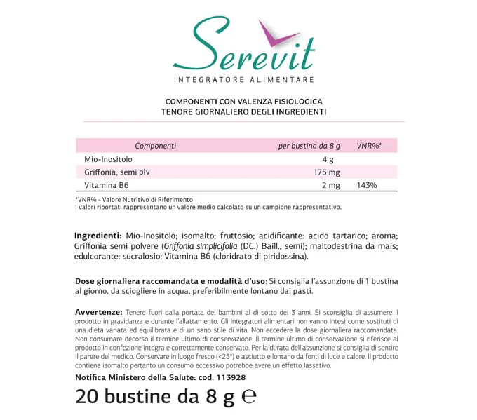 L'etichetta di Serevit: componenti, ingredienti, modo d'uso e avvertenze